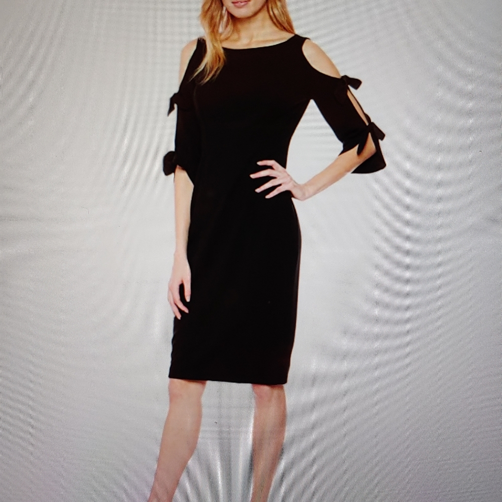 Donna Morgan Tie Sleeve Midi Dress